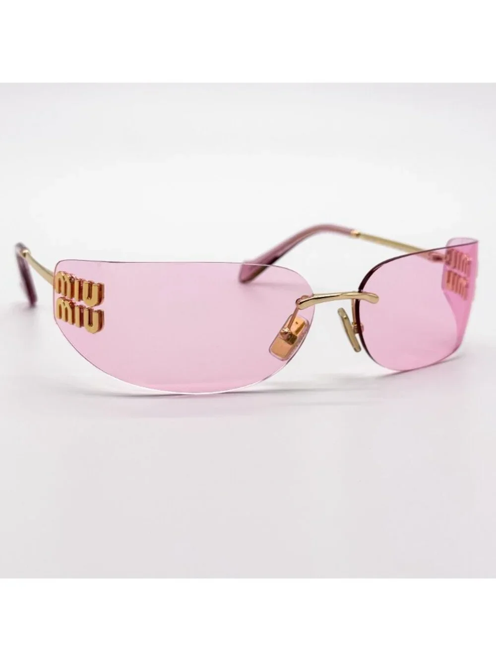 New Miu Miu MU A51S Gold Pink Shield Sunglasses MUA51S 5AK90Y